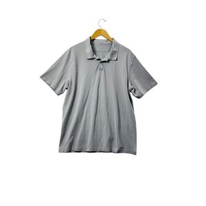 Lululemon Mens Pique Classic Fit Short Sleeve Polo Silver Grey Customer Sz XXL